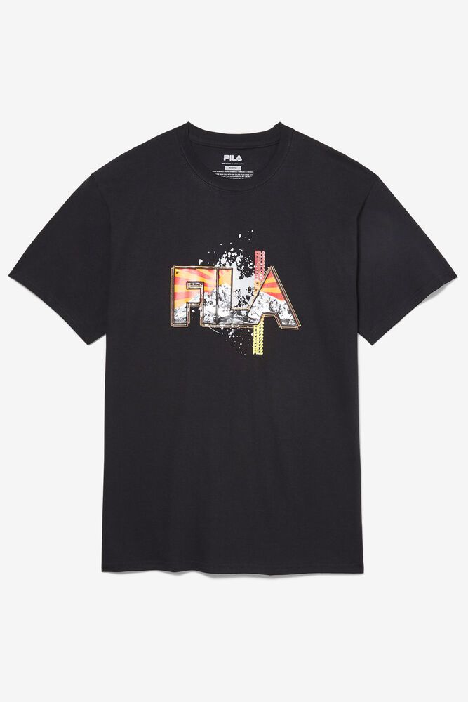 Fila Stitch Mt. Black T-Shirt Mens - NZ 74150-FHNR